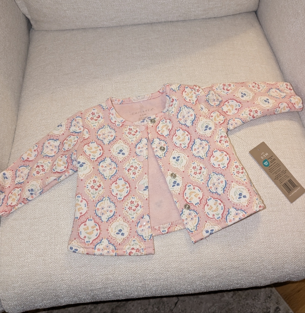 chick pea Pink Floral Snap-Front Baby Cardigan